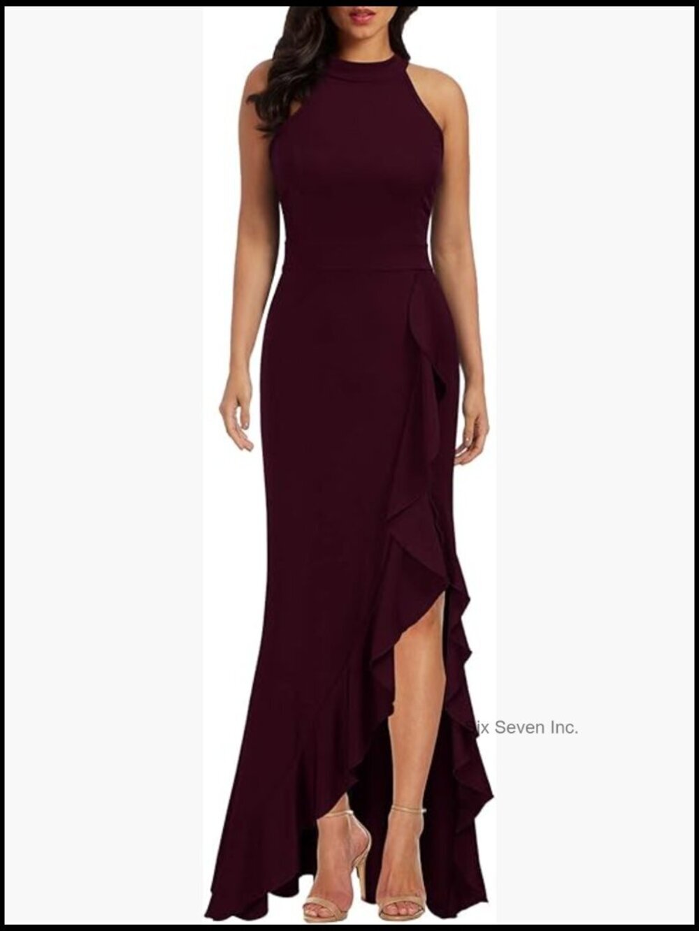 High Neck Split Bodycon Mermaid Evening Cocktail Long Dress Sleeveless